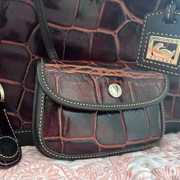 Dooney & Bourke Burgundy Croc-Embossed Shoulder Bag Set - Picture 12 of 16